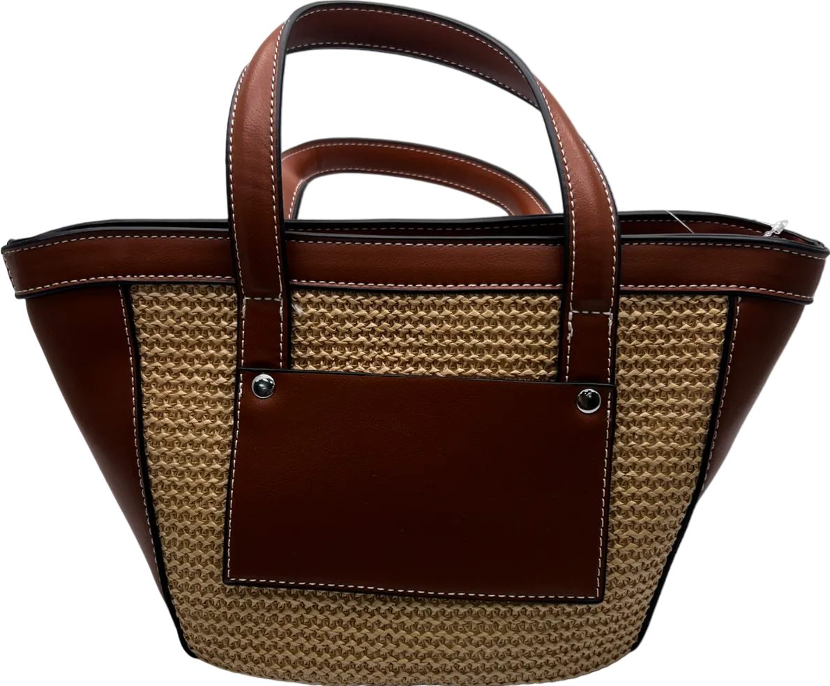 ASOS Brown Straw Bag With Faux Leather Strap One Size