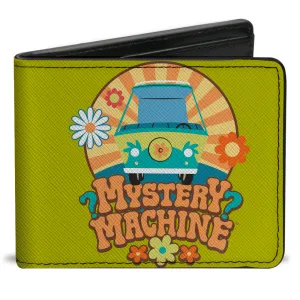 Bi-Fold Wallet - Scooby Doo MYSTERY MACHINE Sun Rays and Flowers Icon Green by Buckle-Down