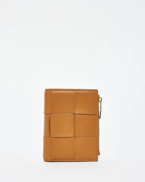 Bottega Veneta Caramel Cassette Intrecciato Leather Bi Fold Wallet