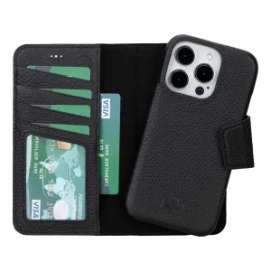 Burkley iPhone 15 Pro Wallet Case, Pebble Black