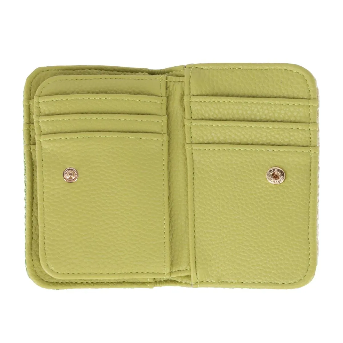 Buxton Women's Straw Vegan Leather Snap Card Case