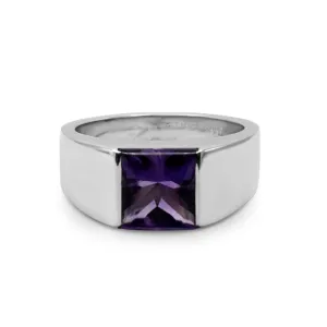 Cartier Amethyst Tank Ring Size 54 - 18ct White Gold