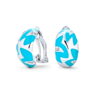 Classic Geometric Stripe Shrimp Dome Clip-on Earrings 2 Tone Gold Silver