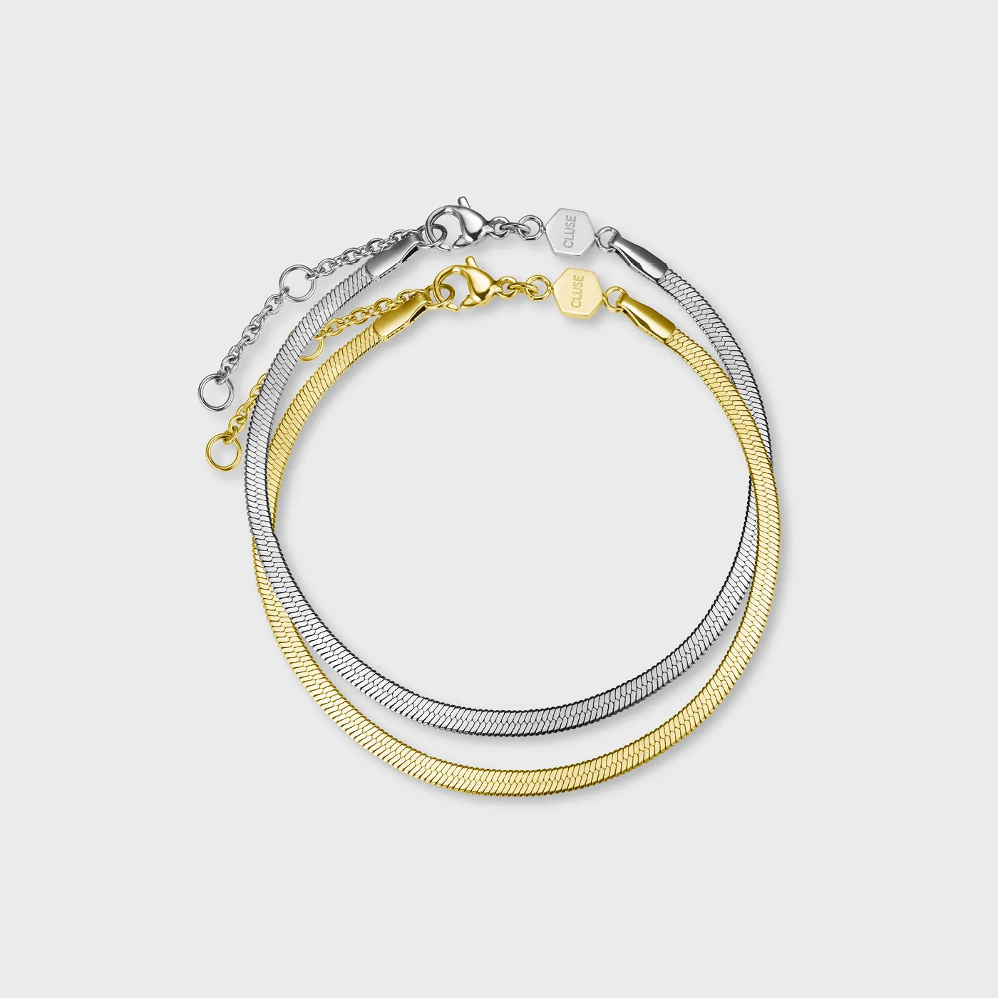 Gift Box Essentielle Snake Bracelets, Gold and Silver Colour