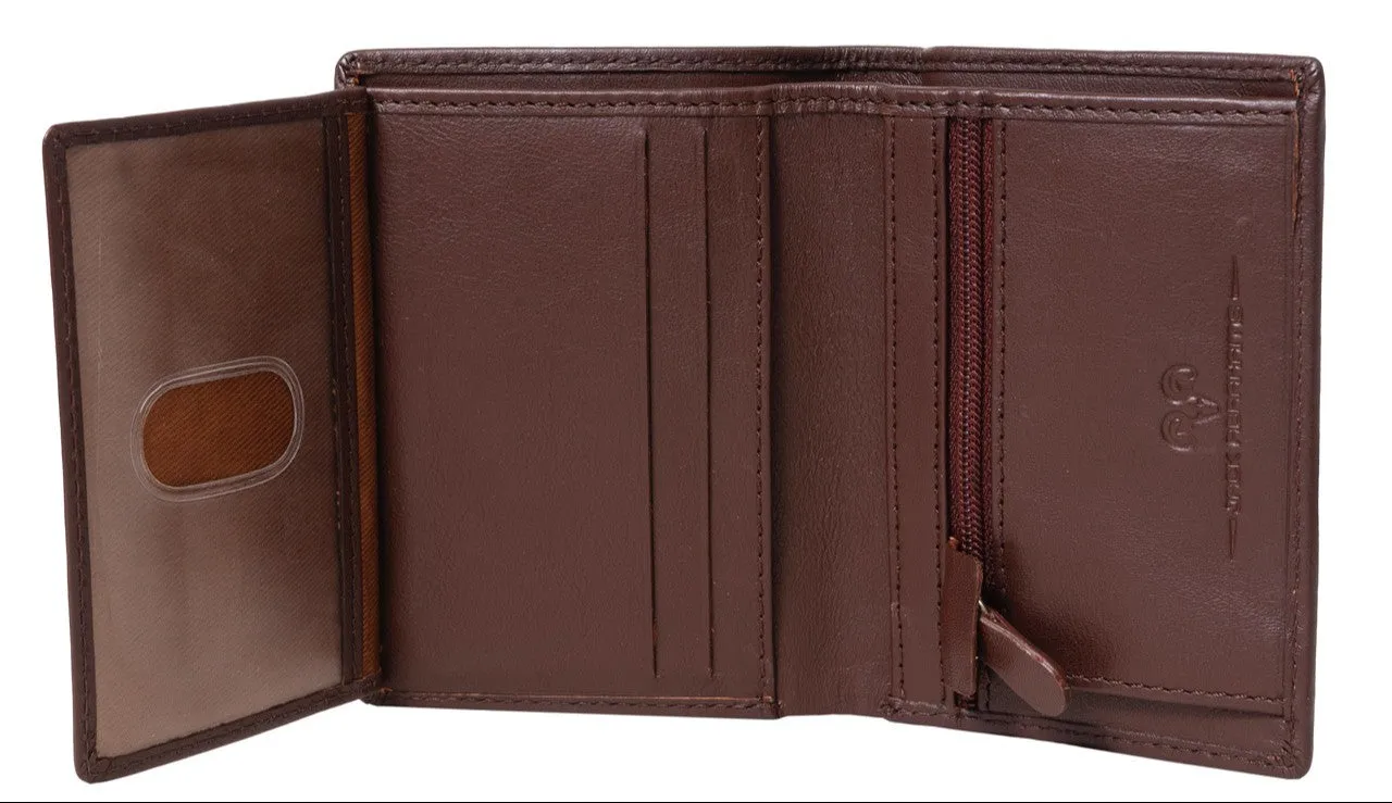 Jack Abrahams Bi-Fold RFID Minimalist Wallet With Zipper Pocket