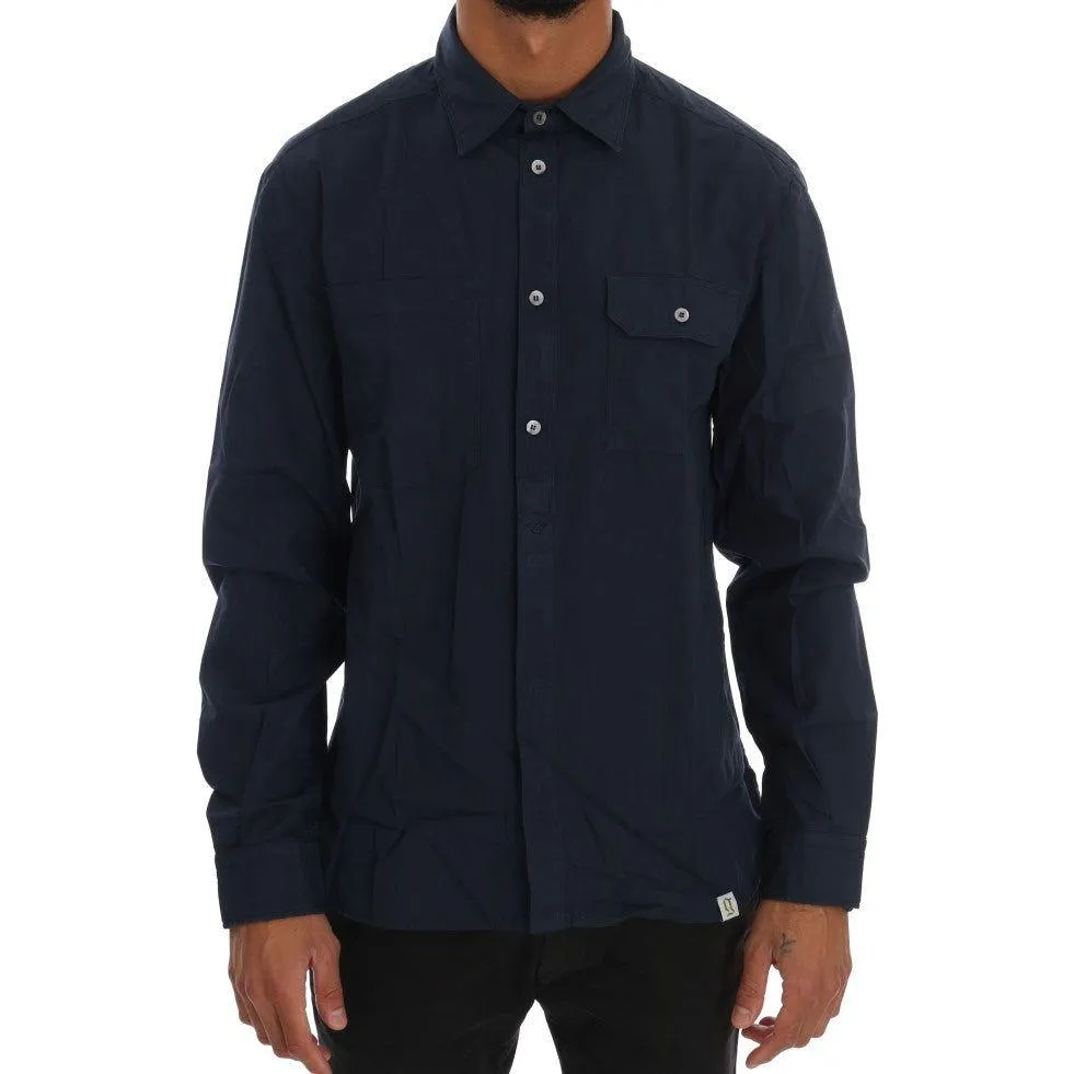 John Galliano Elegant Blue Cotton Casual Shirt