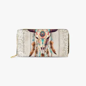 Long Type Zipper Purse - Western Boho Skull