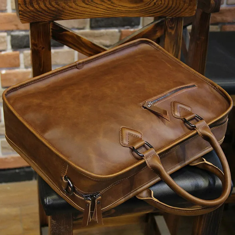 Men's Vintage Leather Briefcase Shoulder Bag