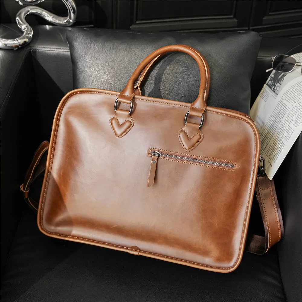 Men's Vintage Leather Briefcase Shoulder Bag