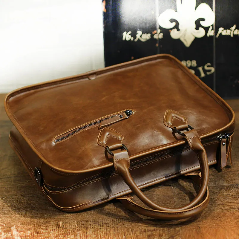 Men's Vintage Leather Briefcase Shoulder Bag