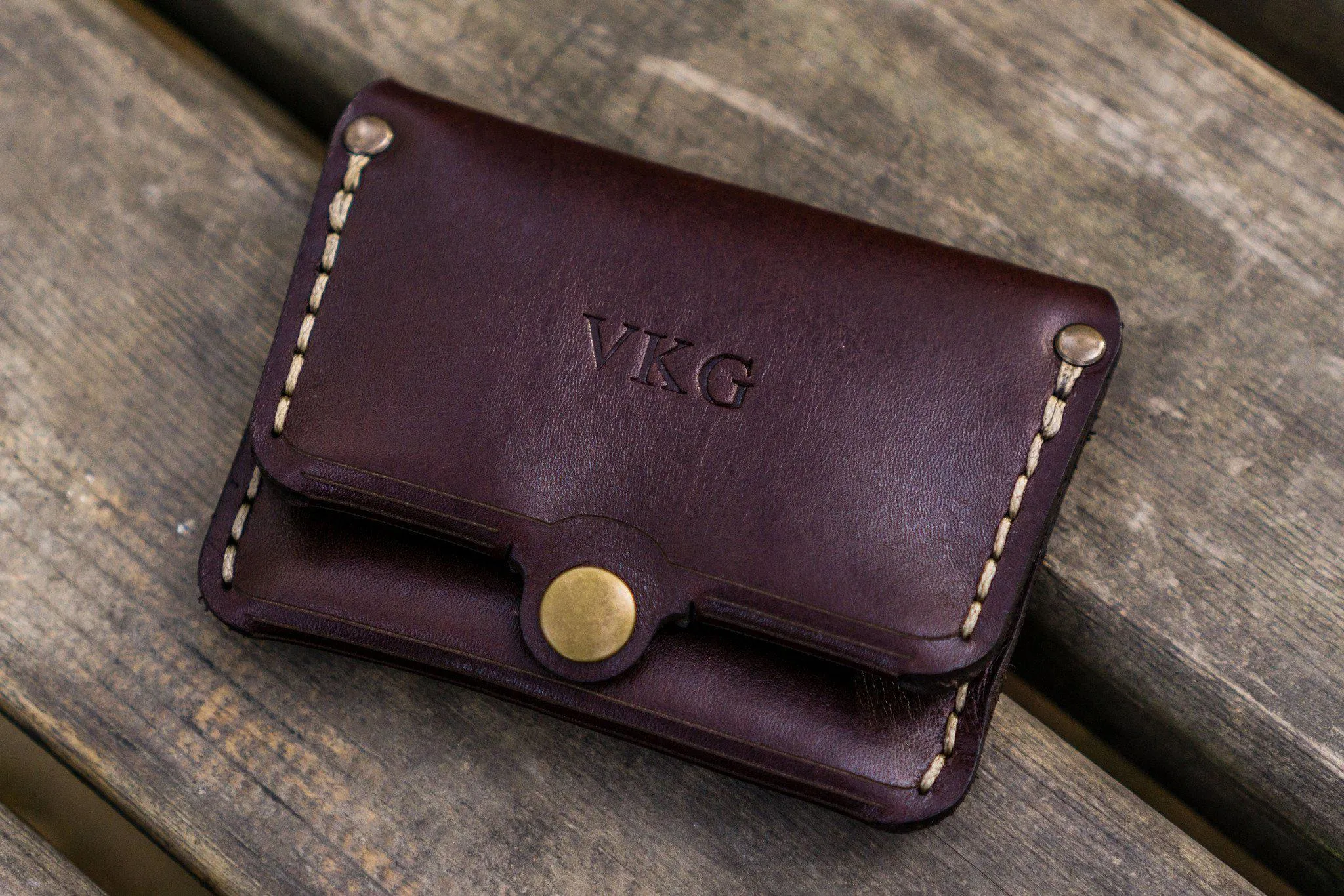 No.38 Personalized Minimalist Hanmade Leather Wallet - Dark Brown