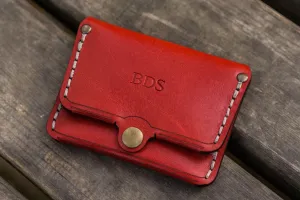 No.38 Personalized Minimalist Hanmade Leather Wallet - Red