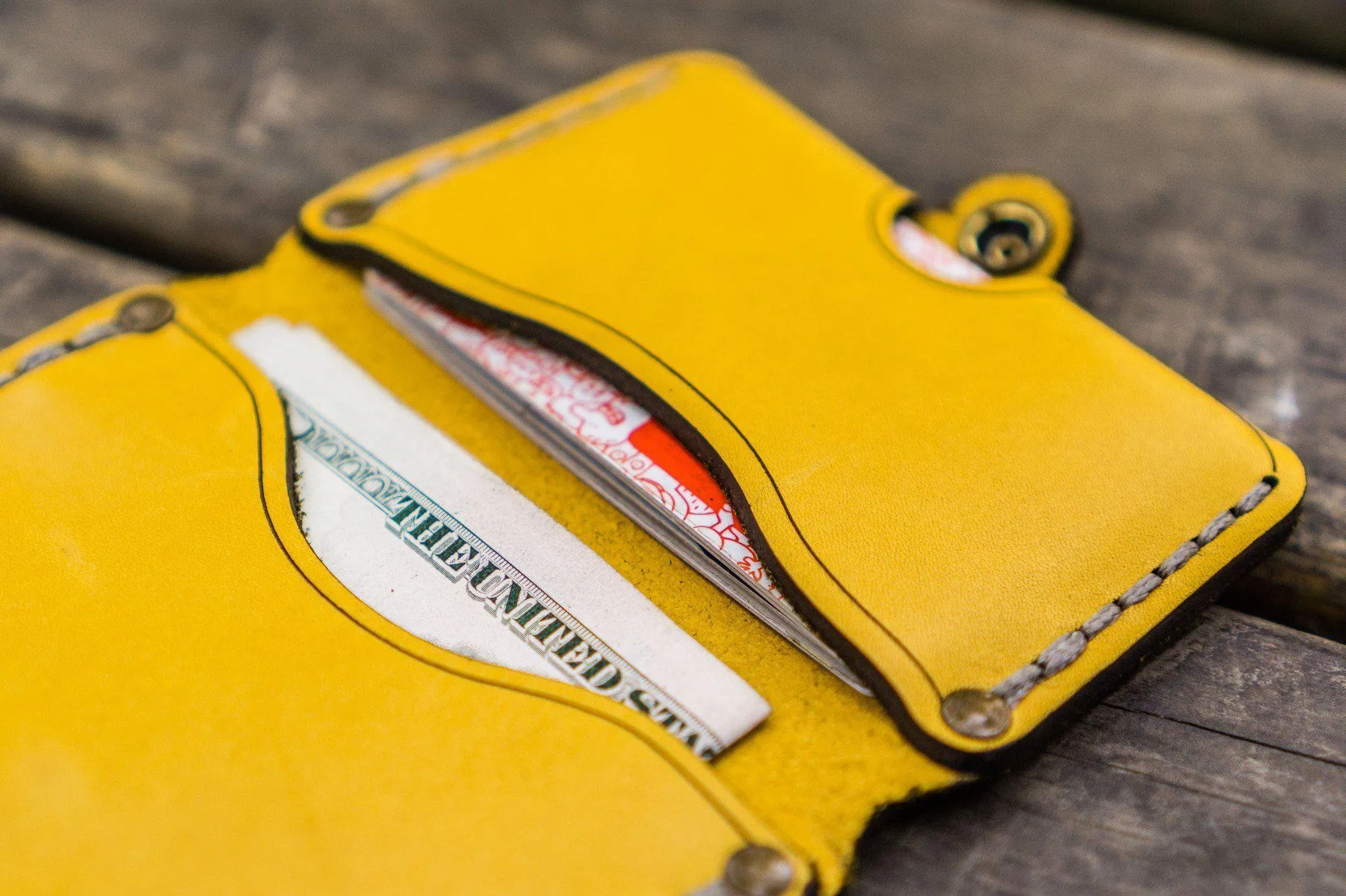 No.38 Personalized Minimalist Hanmade Leather Wallet - Yellow