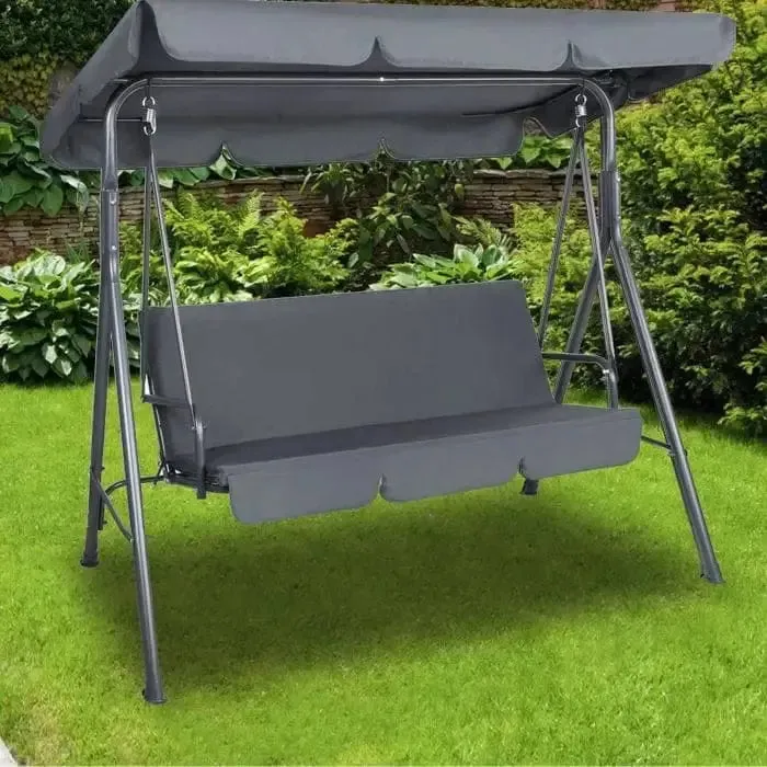 Outdoor Steel Swing Chair - Grey (1 Box)