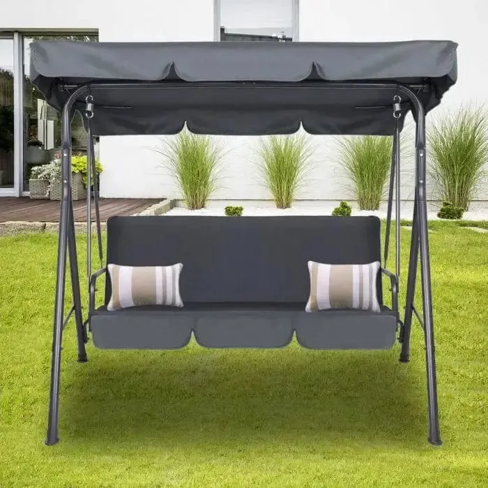 Outdoor Steel Swing Chair - Grey (1 Box)