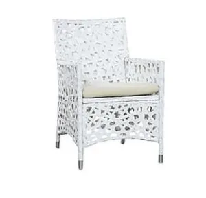 Poltrona da giardino con intreccio in Rattan sintetico colore bianco cuscini inclusi  - WS.210.5SMW- SCONTO 50%