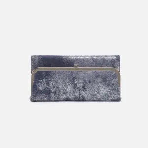 Rachel Continental Wallet In Metallic Leather - Blue Pewter