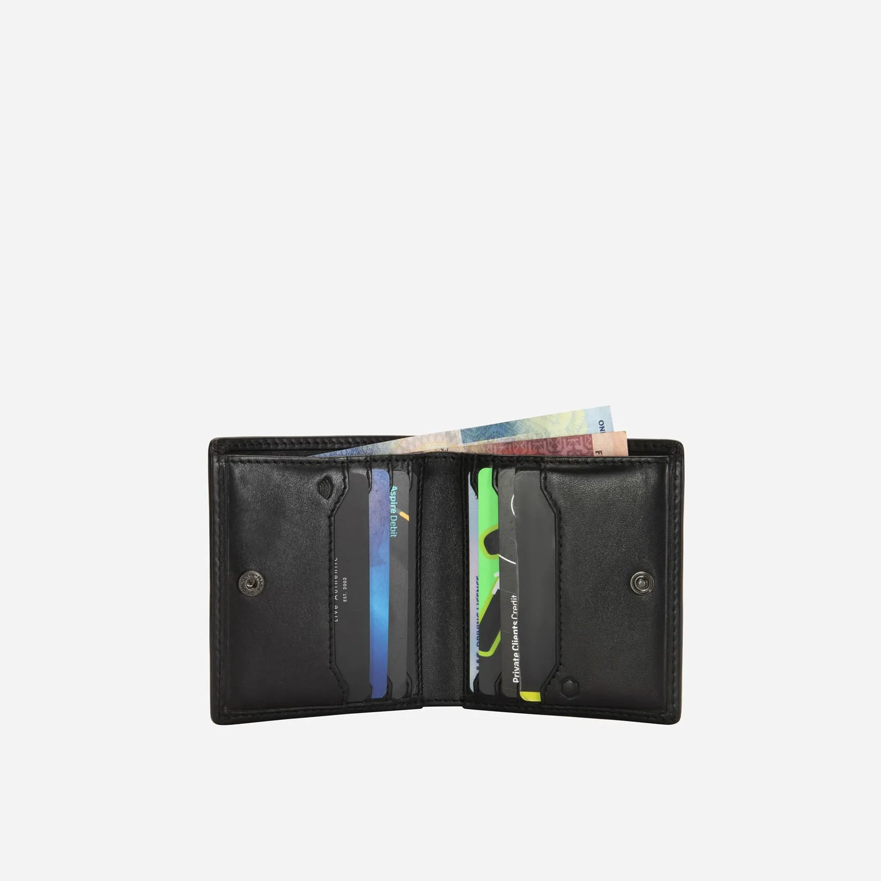 Slim Bifold Card Holder With Coin, Black