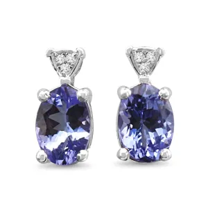 Tanzanite & Diamond Earrings - 18ct White Gold