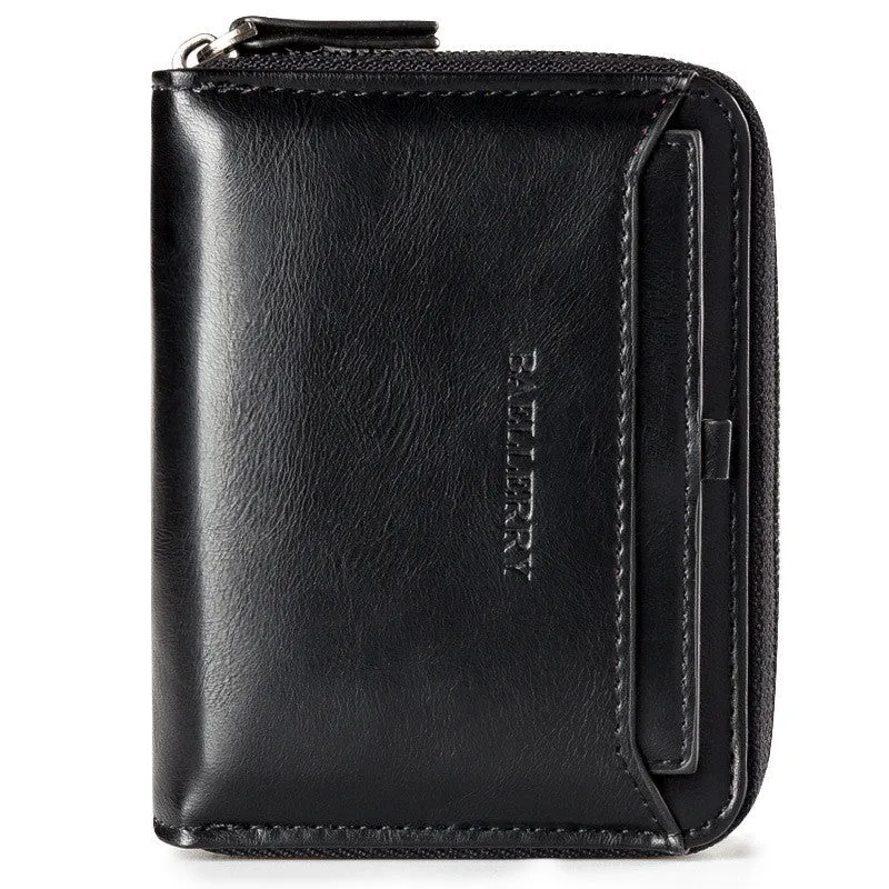 Wallet Vertical Zipper Retro Youth Small Wallet