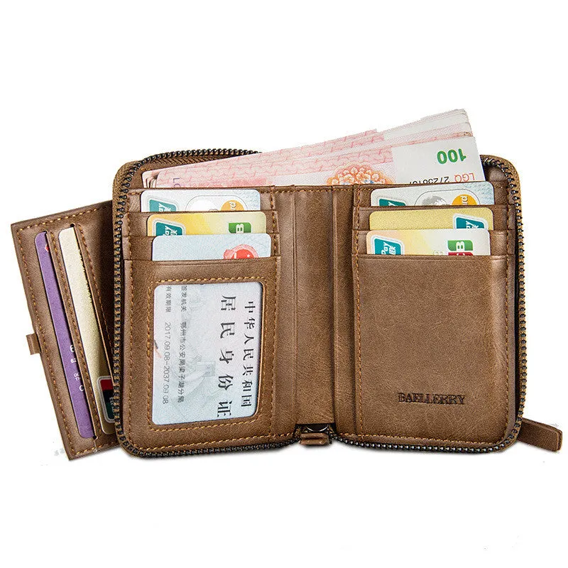 Wallet Vertical Zipper Retro Youth Small Wallet