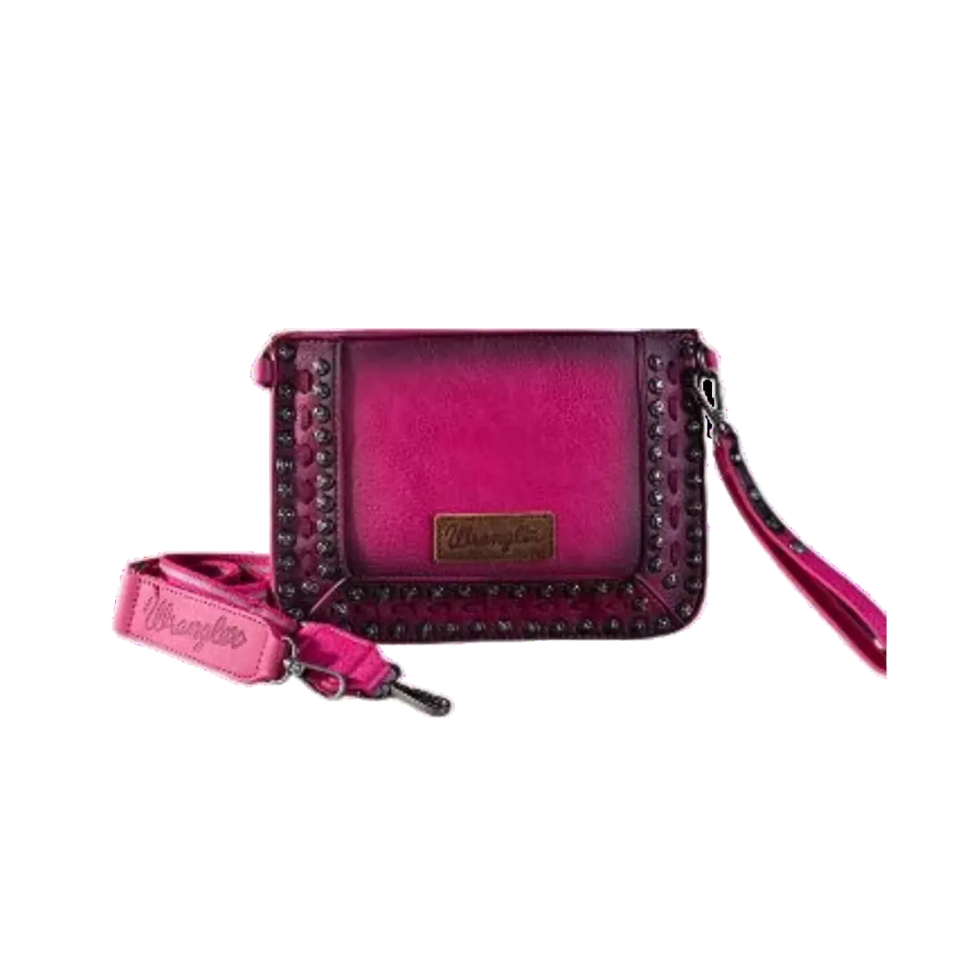 Wrangler Women's Wrangler Rivets Studded Coral Wristlet Crossbody Wallet